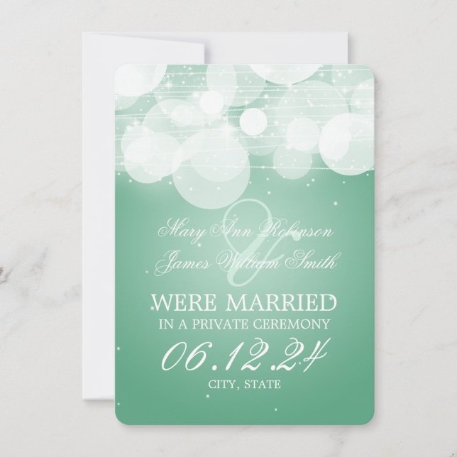 Faire-part Mariage Elopement Lumineuse & Parkle Mint (Devant)