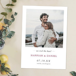 Faire-part Mariage Elopement photo personnalisé simple et mod