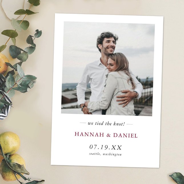 Faire-part Mariage Elopement photo personnalisé simple et mod (Créateur téléchargé)