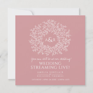 Faire-part Mariage en direct avec feuilles roses délavées et 