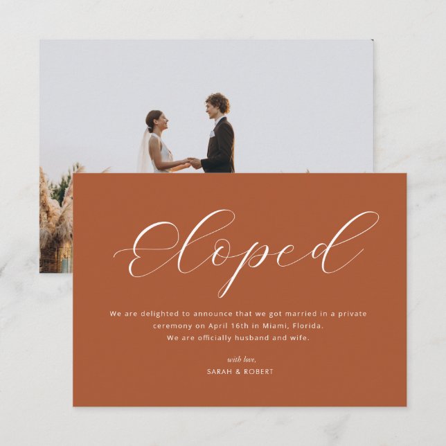Faire-part mariage en terre cuite élopé (Devant / Derrière)