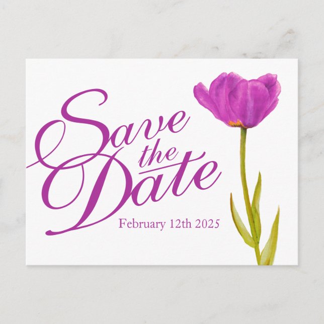 Faire-part Mariage Enregistrer la date Carte postale violet t (Devant)