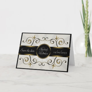 Faire-part Mariage Enregistrer la date Or Black Elegant Burst