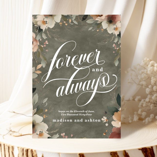 Faire-part Mariage floral pour toujours et toujours de taille (Announce your love beautifully with our elegant "Forever and Always" wedding cards.)