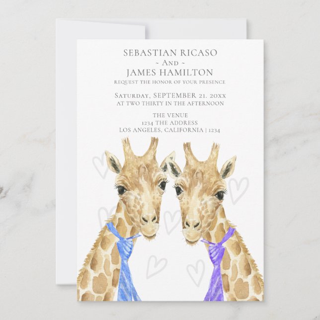 Faire-part Mariage Gay Giraffe Deux Chambres (Devant)