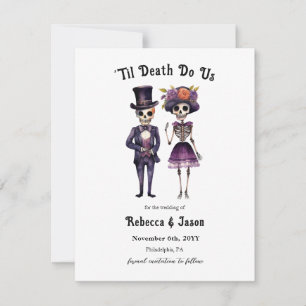 Faire-part Mariage gothique enregistrer la date squelettes