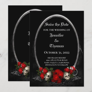 Faire-part Mariage gothique halloween enregistrer la date inv