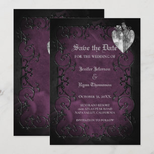 Faire-part Mariage gothique halloween enregistrer la date inv