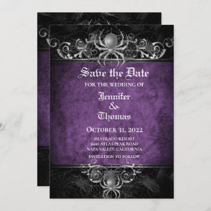 Faire-part Mariage gothique halloween enregistrer la date inv