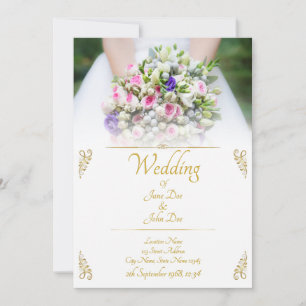 Faire-part Mariage - mariée avec un bouquet de mariage coloré