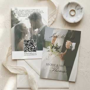 Faire-part Mariage Minimaliste Just Married 2 Code QR Photo A