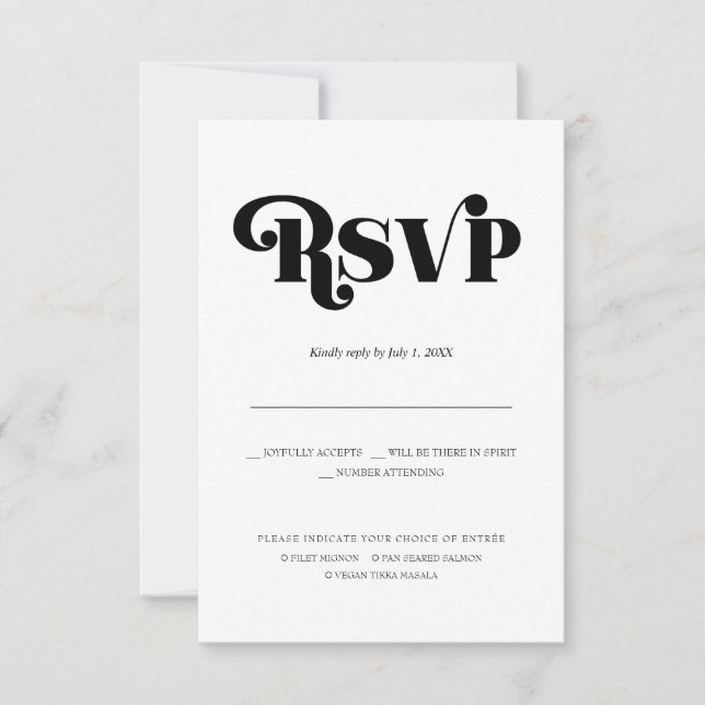 Faire-part Mariage minimaliste moderne RSVP | Typographie les (Devant)