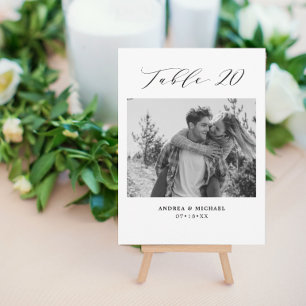 Faire-part Mariage minimaliste Tableau 20 Numéro et images ca
