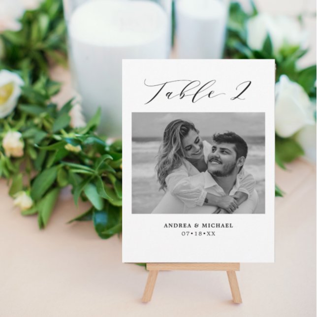 Faire-part Mariage minimaliste Tableau 2 Numéro et images car (Créateur téléchargé)