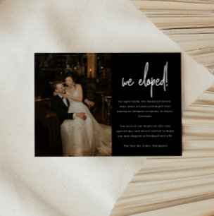 Faire-part Mariage Moderne à l'encre noire Photo Elopement