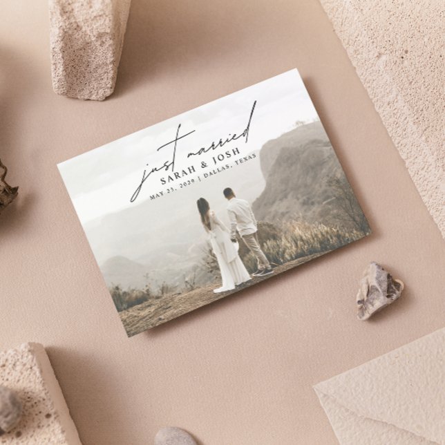 Faire-part Mariage moderne code QR photo juste mariés 3 (Just Married! Share Our Joy with Our Wedding Announcement. 💍💌 [Customize Here])