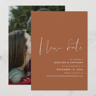 Faire-part Mariage nouvelle date photo minimaliste en terre c