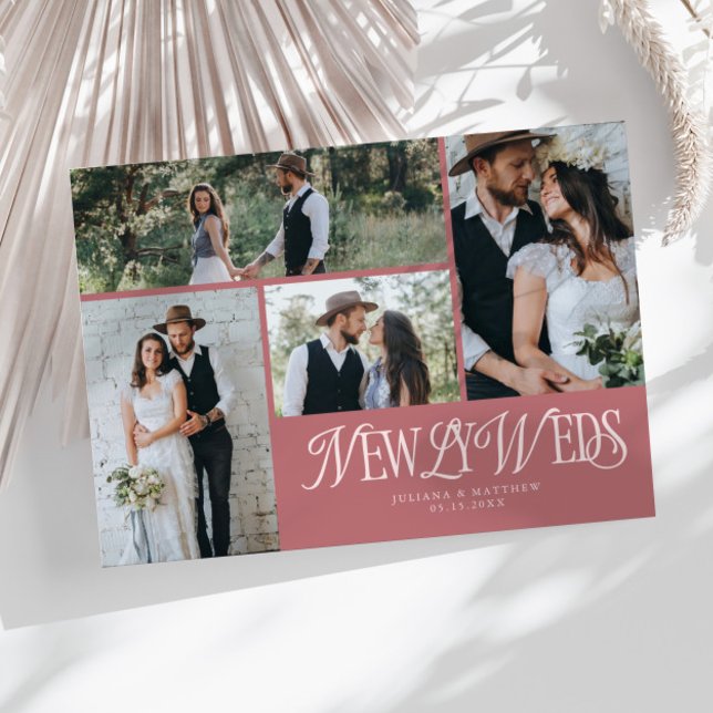 Faire-part Mariage photo multiple pour mariés roses (Créateur téléchargé)