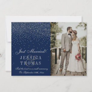 Faire-part Mariage photo Navy Blue & Glam Silver Confetti