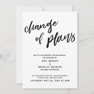 Faire-part Mariage reporté "Changement de plan"