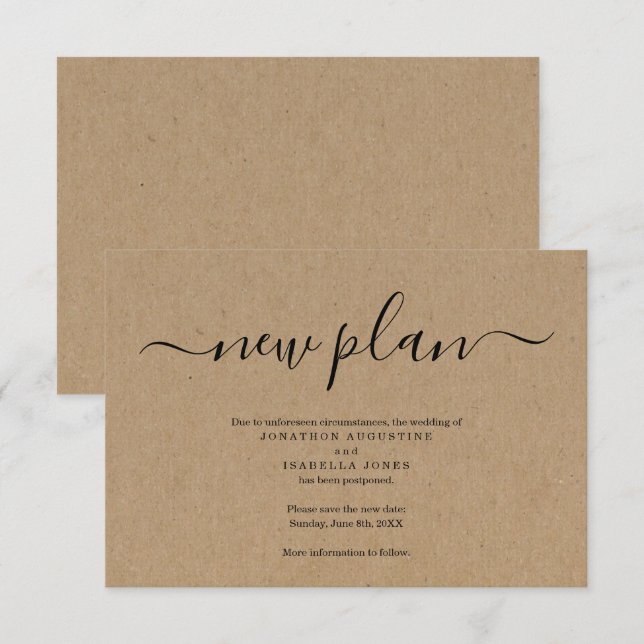 Faire-part Mariage reporté sur le Arrière - plan K (Devant / Derrière)