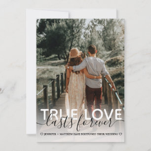 Faire-part Mariage Reporté Typographie Photo d'Amour Véritabl