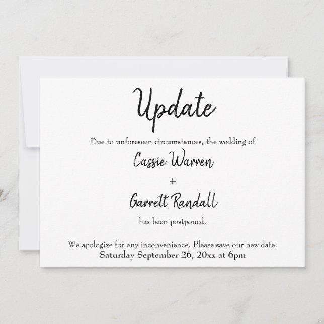 Faire-part Mariage reporté "Update" (Devant)
