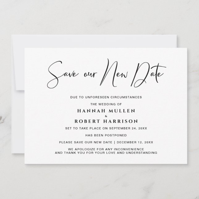 Faire-part Mariage Sauvegarder notre nouvelle date Postponeme (Devant)