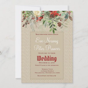 Faire-part Mariage Simple d'Hiver avec des Décors de Noël Ver