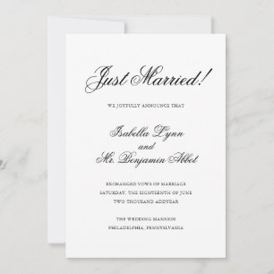 Faire-part Mariage traditionnel noir et blanc Formal élégant