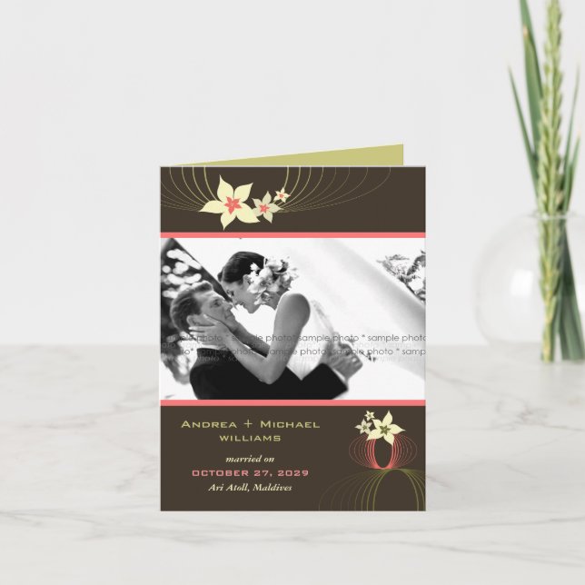 Faire-part Mariage tropical de fleur de rose de Frangipani (Devant)