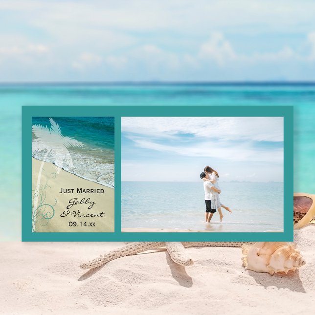 Faire-part Mariage Tropical De Plage Juste Marié (Créateur téléchargé)