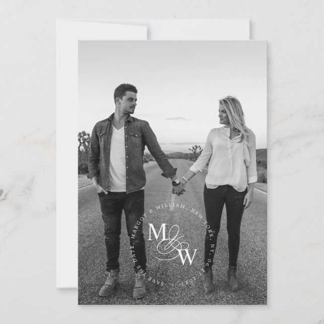 Faire-part Mariage typographique luxueux Enregistrer la date (Devant)