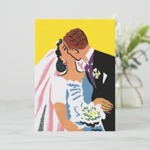 Faire-part Mariage vintage, mariée et chambre jeunes mariés s