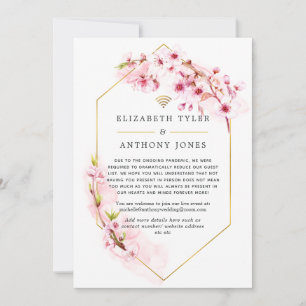 Faire-part Mariage virtuel en fleur rose géométrique