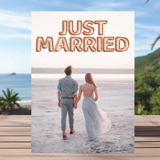 Faire-part Mariés Ballons Rose Gold Photo de Mariage