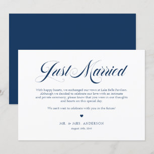 Faire-part Marine Blue Elegant Bold Calligraphie Juste Marié