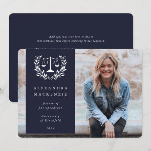Faire-part Marine + White JD Law Scales Laurel Wreath Photo