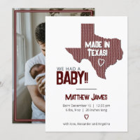 Maroon Herringbone Fabriqué au Texas Photo Baby An