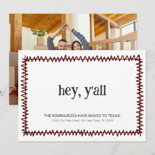 Faire-part Maroon Hey Y'all - Déménagé au Texas