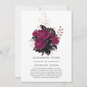 Faire-part Marsala et Rose Gold Floral invité Mariage réduit
