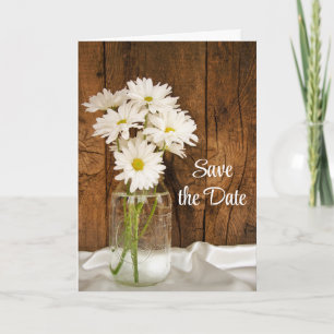 Faire-part Mason Jar White Daisies Nacre Mariage Enregistrer 