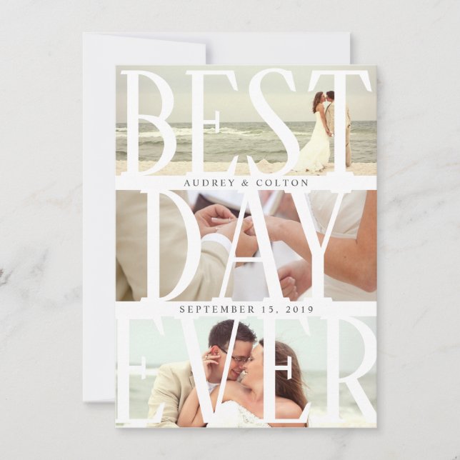 Faire-part Meilleur jour jamais moderne Merci Mariage (Devant)