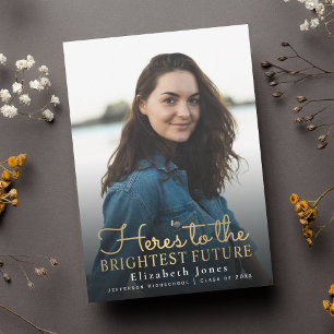 Faire-part Meilleures photos de l'avenir Gold Script Graduati