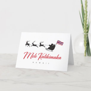 Faire-part Mele Kalikimaka Père Noël de Noël avec drapeau haw