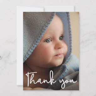Faire-part Merci moderne photo verticale bébé naissance