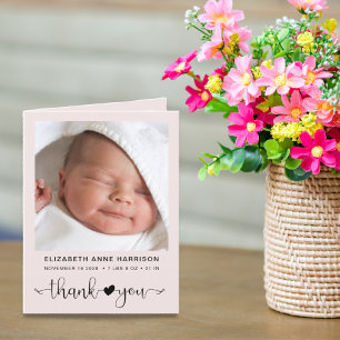 Faire-part Merci photo bébé fille rose naissance