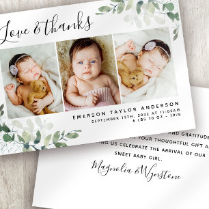 Faire-part Merci photo Eucalyptus bébé