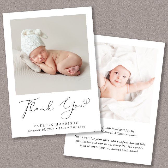 Faire-part Merci photo minimal (A beautiful and unique way to thank family and friends and introduce them to your precious baby)