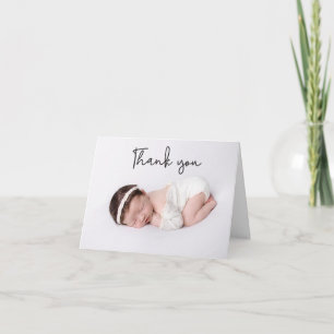 Faire-part Merci simple Script bébé photo fille